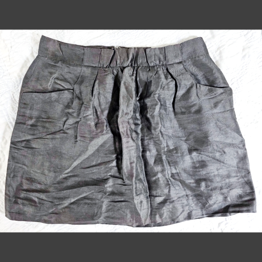 J. Crew - Linen & Silk Charcoal Gray Mini Skirt